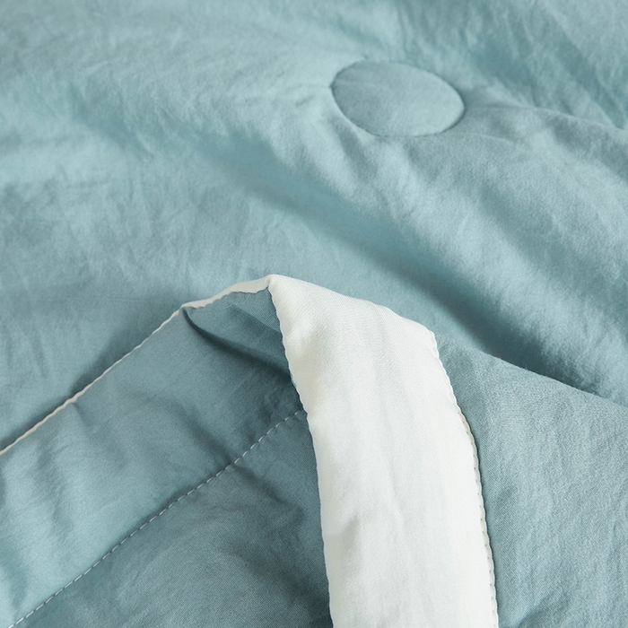 91家纺网 家纺一手货源 找家纺 咏绒家纺工厂店 2025新款7A抗菌原棉大豆夏被夏凉被空调被 雾霾蓝