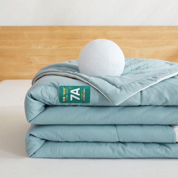 91家纺网 家纺一手货源 找家纺 咏绒家纺工厂店 2025新款7A抗菌原棉大豆夏被夏凉被空调被 雾霾蓝