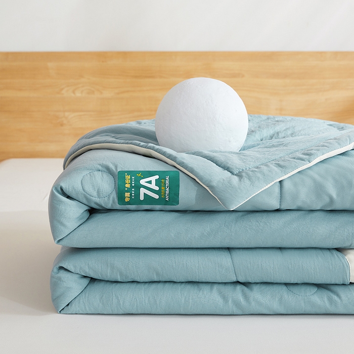 91家纺网 家纺一手货源 找家纺 咏绒家纺工厂店 2025新款7A抗菌原棉大豆夏被夏凉被空调被 雾霾蓝