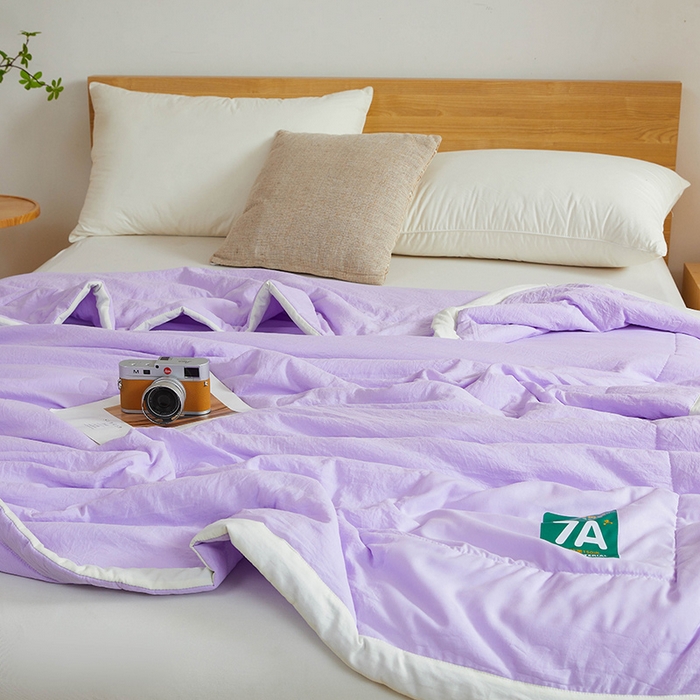 91家纺网 家纺一手货源 找家纺 咏绒家纺工厂店 2025新款7A抗菌原棉大豆夏被夏凉被空调被 香芋紫