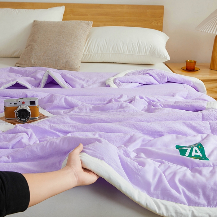 91家纺网 家纺一手货源 找家纺 咏绒家纺工厂店 2025新款7A抗菌原棉大豆夏被夏凉被空调被 香芋紫