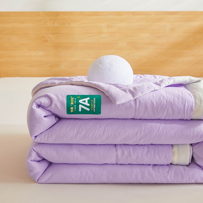 91家纺网 家纺一手货源 找家纺 咏绒家纺工厂店 2025新款7A抗菌原棉大豆夏被夏凉被空调被 香芋紫