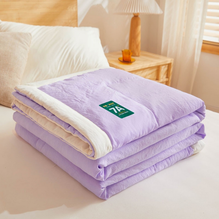 91家纺网 家纺一手货源 找家纺 咏绒家纺工厂店 2025新款7A抗菌原棉大豆夏被夏凉被空调被 香芋紫