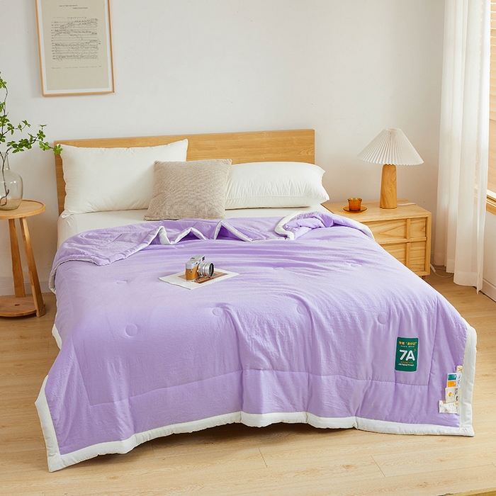 91家纺网 家纺一手货源 找家纺 咏绒家纺工厂店 2025新款7A抗菌原棉大豆夏被夏凉被空调被 香芋紫