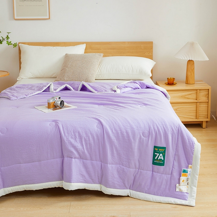91家纺网 家纺一手货源 找家纺 咏绒家纺工厂店 2025新款7A抗菌原棉大豆夏被夏凉被空调被 香芋紫