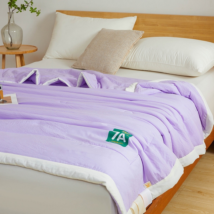 91家纺网 家纺一手货源 找家纺 咏绒家纺工厂店 2025新款7A抗菌原棉大豆夏被夏凉被空调被 香芋紫