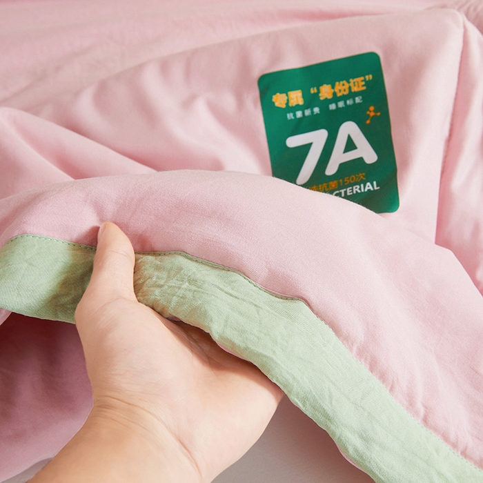 91家纺网 家纺一手货源 找家纺 咏绒家纺工厂店 2025新款7A抗菌原棉大豆夏被夏凉被空调被 樱花粉