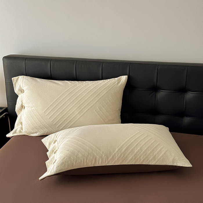 91家纺网 家纺一手货源 找家纺 咏绒家纺工厂店 2025新款色织提花双层纱全棉四件套-如梦-浮岚 浮岚-奶昔白