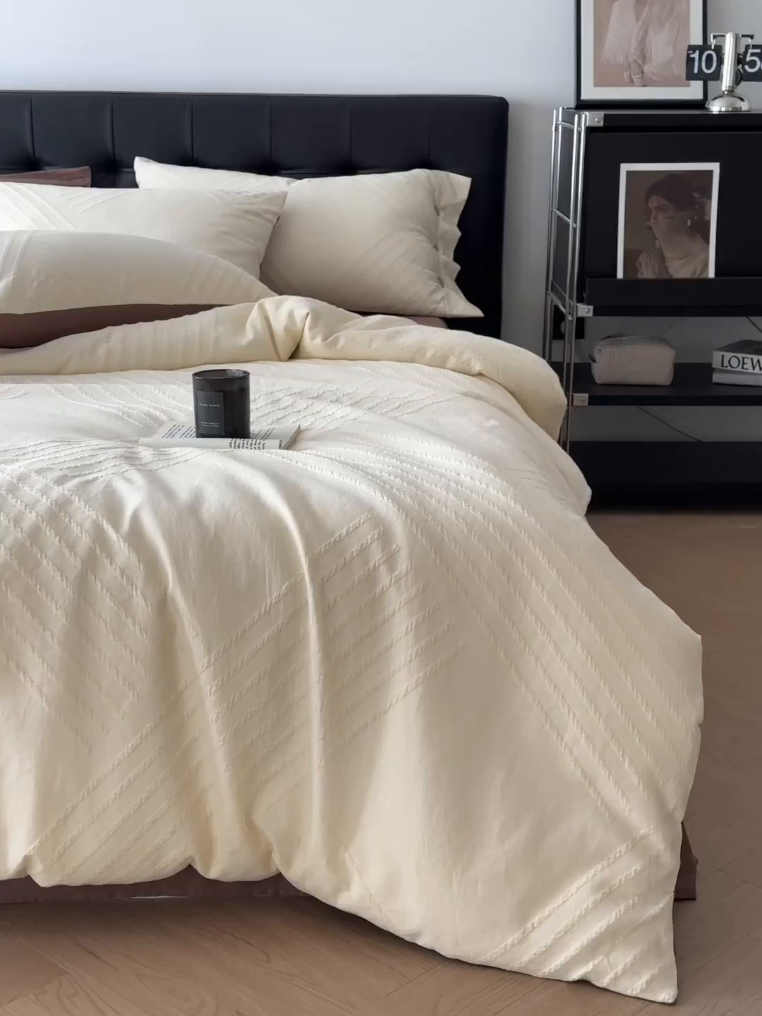 91家纺网 家纺一手货源 找家纺 咏绒家纺工厂店 2025新款色织提花双层纱全棉四件套-如梦-浮岚 浮岚-奶昔白