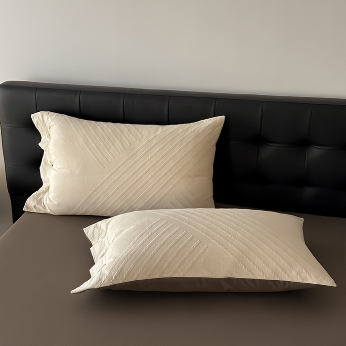 91家纺网 家纺一手货源 找家纺 咏绒家纺工厂店 2025新款色织提花双层纱全棉四件套-如梦-浮岚 浮岚-燕麦