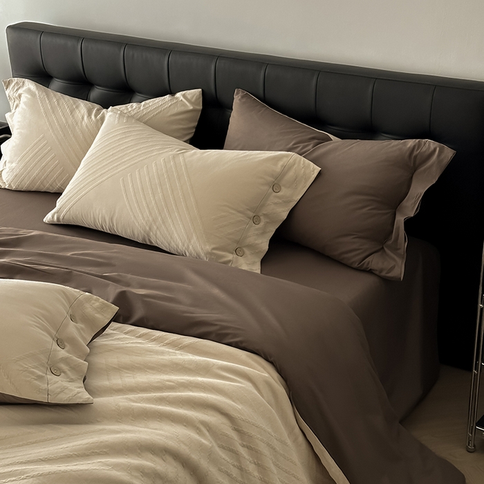 91家纺网 家纺一手货源 找家纺 咏绒家纺工厂店 2025新款色织提花双层纱全棉四件套-如梦-浮岚 浮岚-燕麦