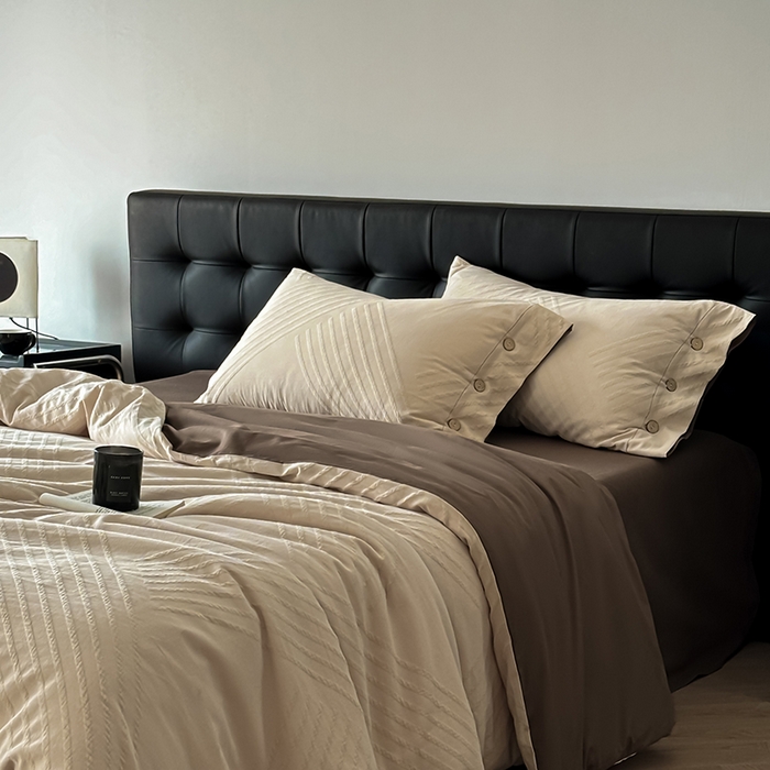 91家纺网 家纺一手货源 找家纺 咏绒家纺工厂店 2025新款色织提花双层纱全棉四件套-如梦-浮岚 浮岚-燕麦