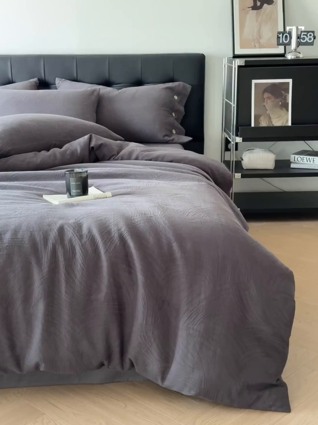 91家纺网 家纺一手货源 找家纺 咏绒家纺工厂店 2025新款色织提花双层纱全棉四件套-如梦-浮岚 如梦-古典灰