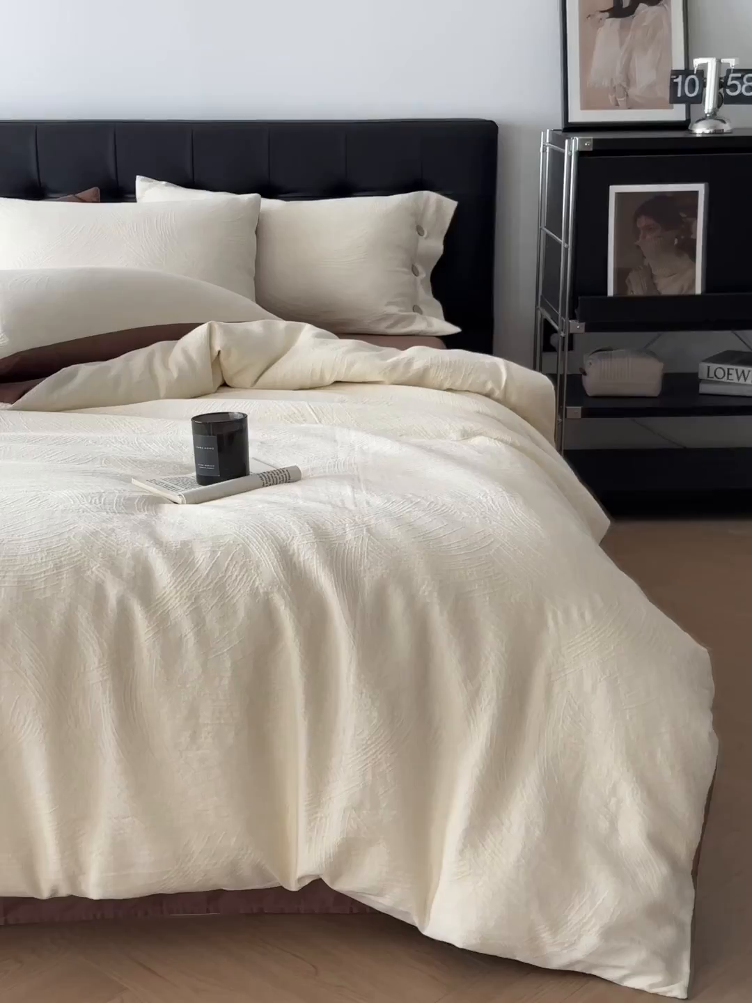 91家纺网 家纺一手货源 找家纺 咏绒家纺工厂店 2025新款色织提花双层纱全棉四件套-如梦-浮岚 如梦-奶昔白