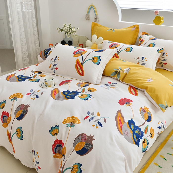 91家纺网 家纺一手货源 找家纺 登登家纺 2025新款全棉单被套 浪漫花语