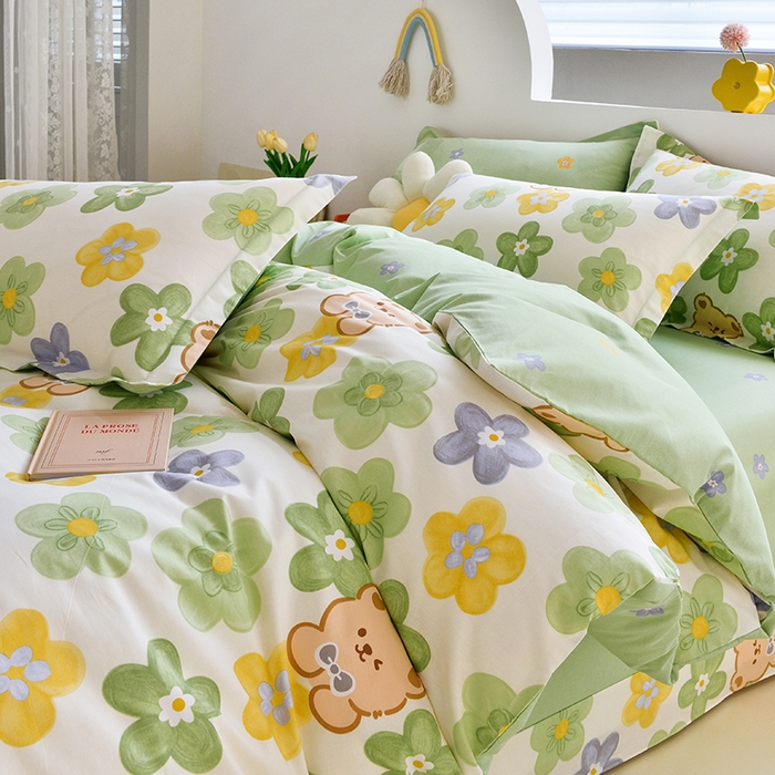 91家纺网 家纺一手货源 找家纺 登登家纺 2025新款全棉单被套 可爱小熊