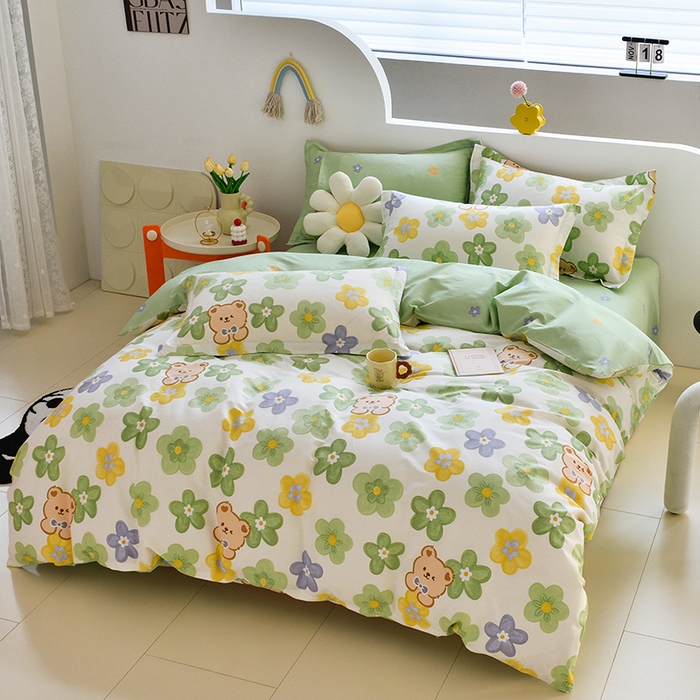 91家纺网 家纺一手货源 找家纺 登登家纺 2025新款全棉单被套 可爱小熊