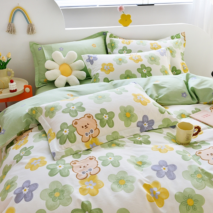 91家纺网 家纺一手货源 找家纺 登登家纺 2025新款全棉单被套 可爱小熊