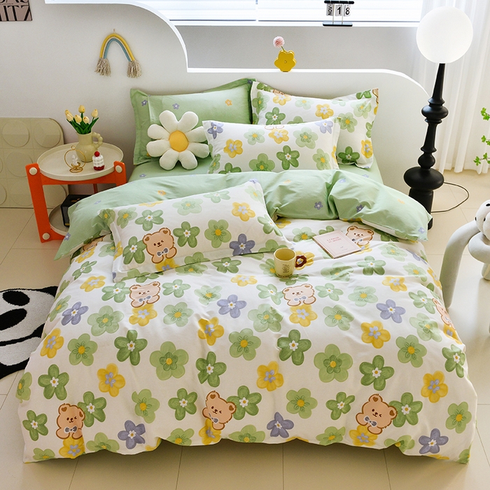 91家纺网 家纺一手货源 找家纺 登登家纺 2025新款全棉单被套 可爱小熊