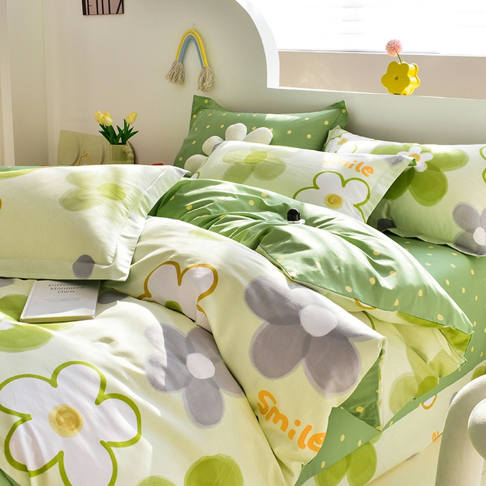 91家纺网 家纺一手货源 找家纺 登登家纺 2025新款全棉单被套 清新日记