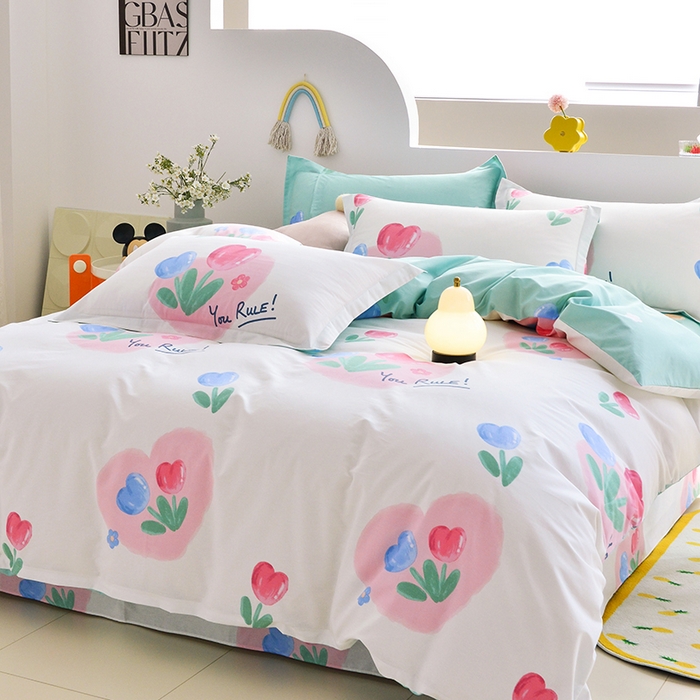 91家纺网 家纺一手货源 找家纺 登登家纺 2025新款全棉单被套 夏日花语