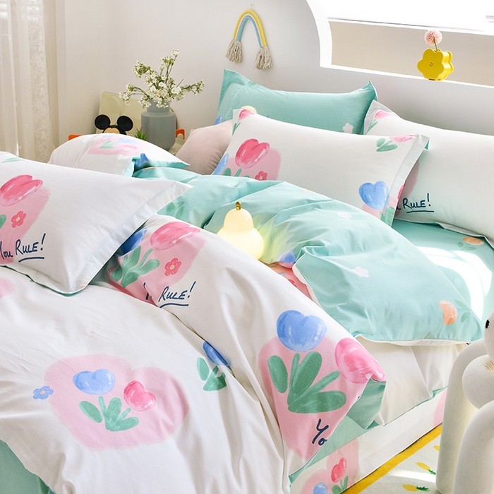 91家纺网 家纺一手货源 找家纺 登登家纺 2025新款全棉单被套 夏日花语