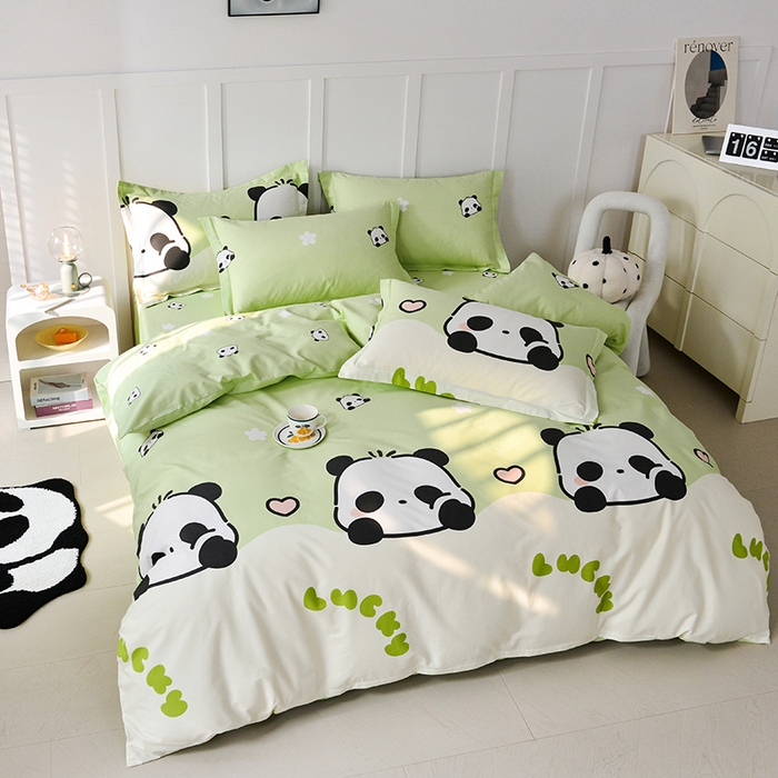 91家纺网 家纺一手货源 找家纺 登登家纺 2025新款全棉单被套 幸运熊猫