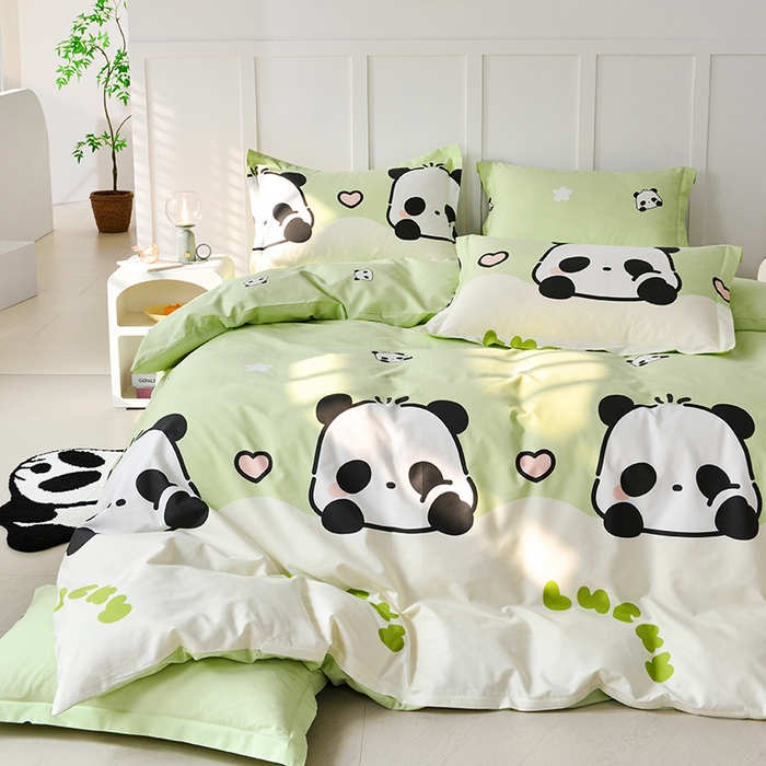 91家纺网 家纺一手货源 找家纺 登登家纺 2025新款全棉单被套 幸运熊猫