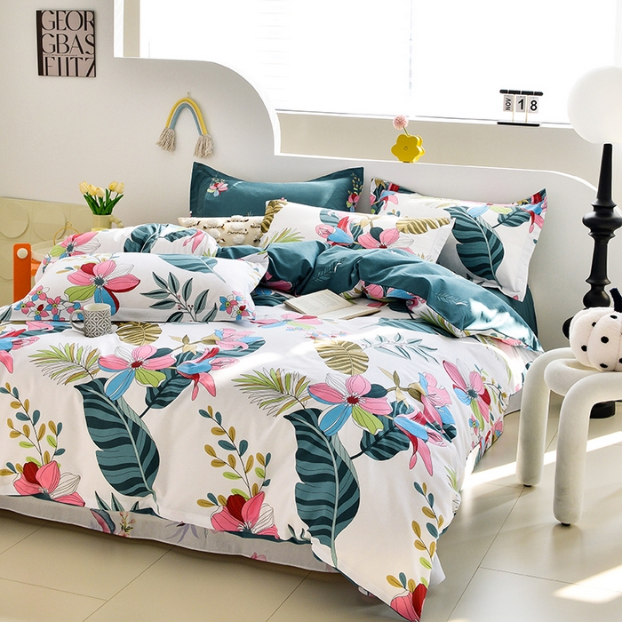 91家纺网 家纺一手货源 找家纺 登登家纺 2025新款全棉单被套 意境花影