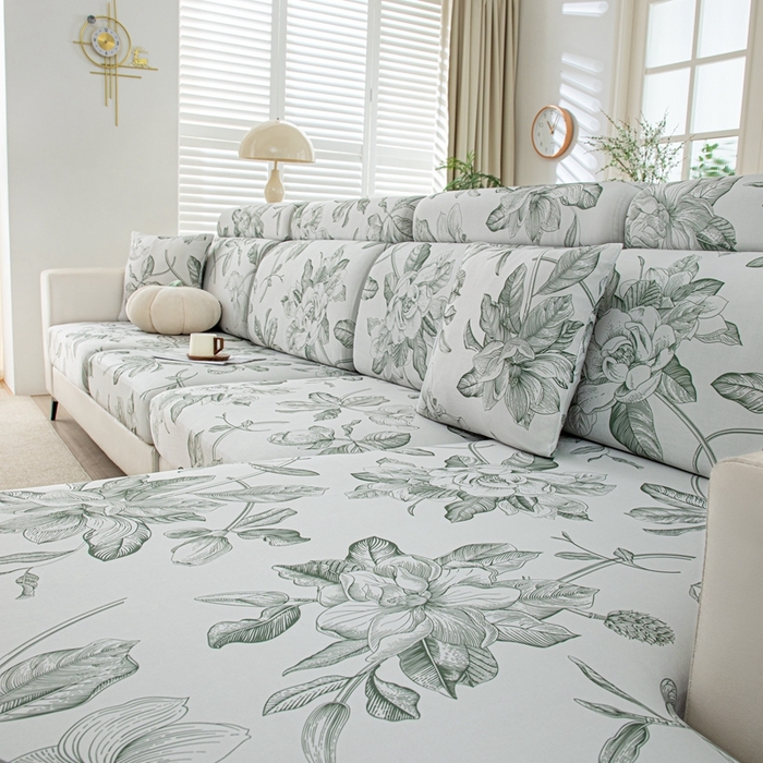 91家纺网 家纺一手货源 找家纺 沐沐2026新款冰丝印花沙发笠 清袅