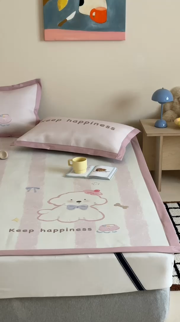 91家纺网 家纺一手货源 找家纺 觅糖家纺2025新款韩系数码卡通印花冰藤席 冰藤席-云朵狗