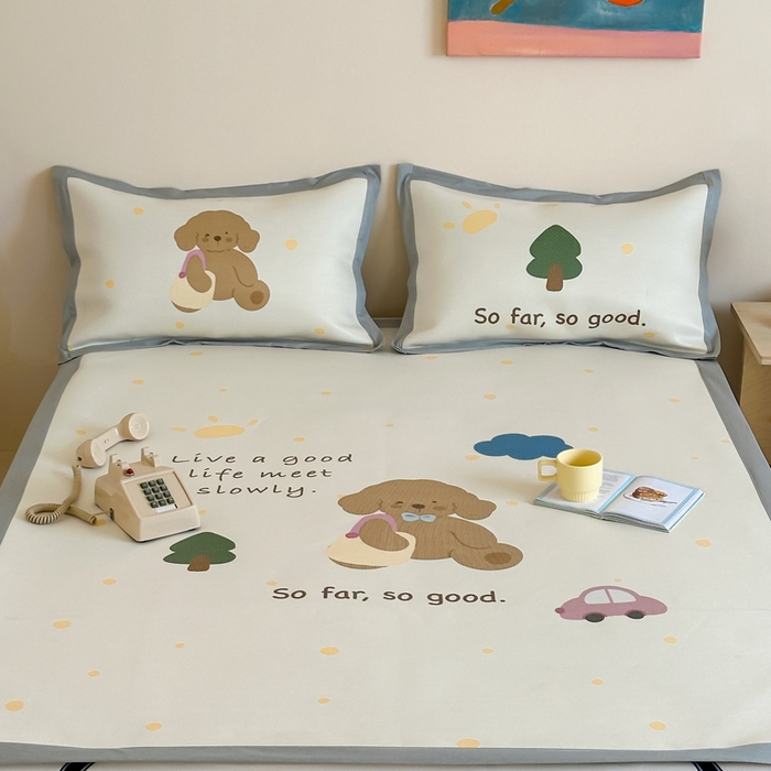 91家纺网 家纺一手货源 找家纺 觅糖家纺2025新款韩系数码卡通印花冰藤席 冰藤席-晴天狗