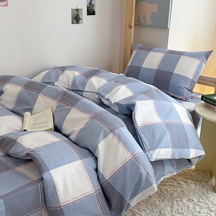 91家纺网 家纺一手货源 找家纺 天之爱2025新款全棉13372学生宿舍上下铺三件套多件套 蓝兮