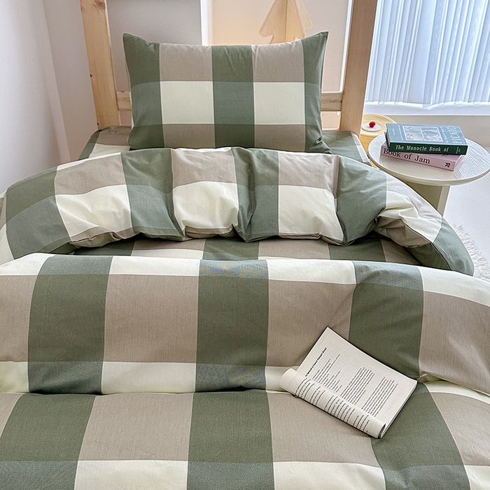 91家纺网 家纺一手货源 找家纺 天之爱2025新款全棉13372学生宿舍上下铺三件套多件套 格调绿