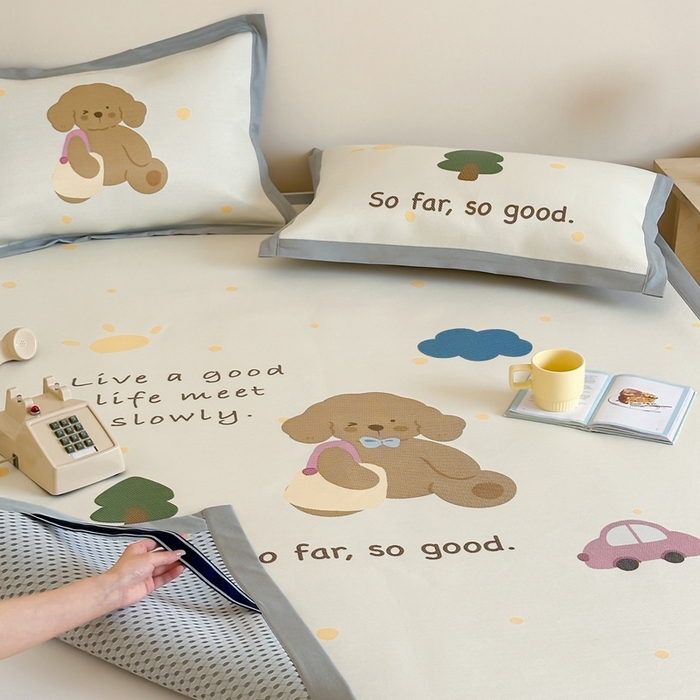 91家纺网 家纺一手货源 找家纺 觅糖家纺2025新款韩系数码卡通印花冰藤席 冰藤席-晴天狗