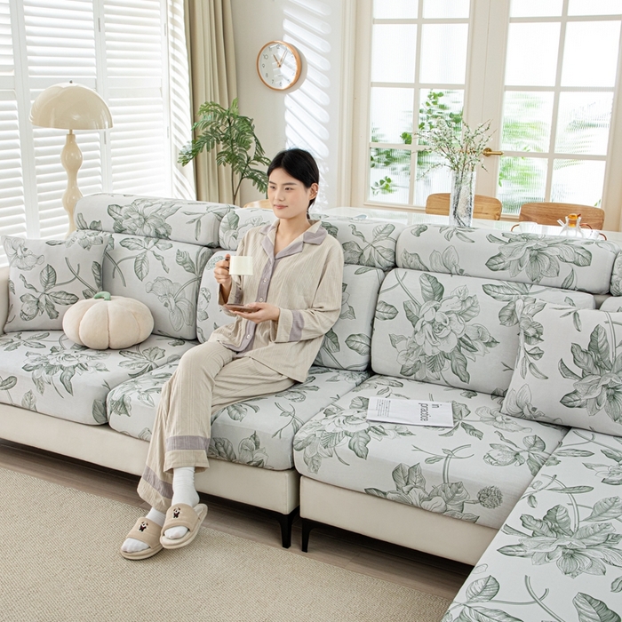 91家纺网 家纺一手货源 找家纺 沐沐2026新款冰丝印花沙发笠 清袅