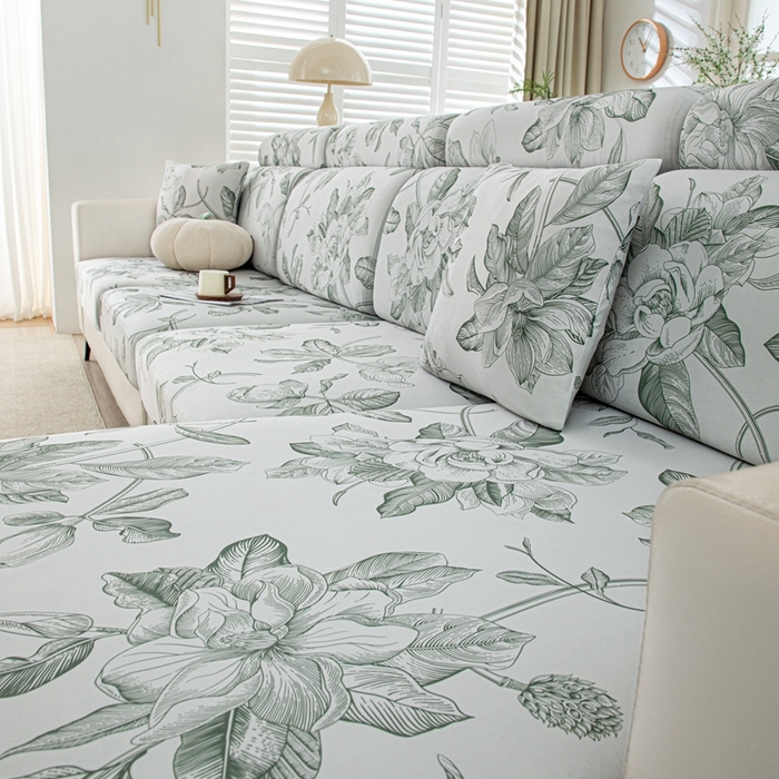 91家纺网 家纺一手货源 找家纺 沐沐2026新款冰丝印花沙发笠 清袅