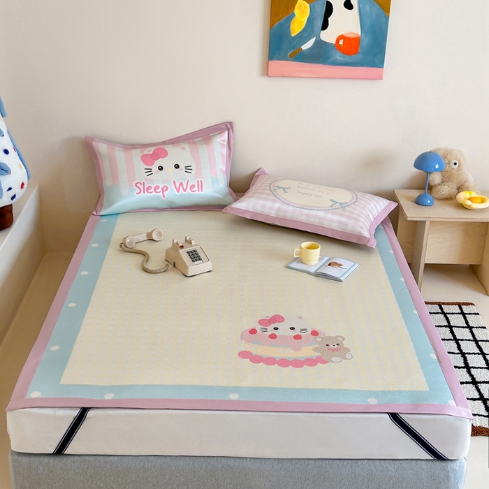 91家纺网 家纺一手货源 找家纺 觅糖家纺2025新款韩系数码卡通印花冰藤席 冰藤席-生日派对