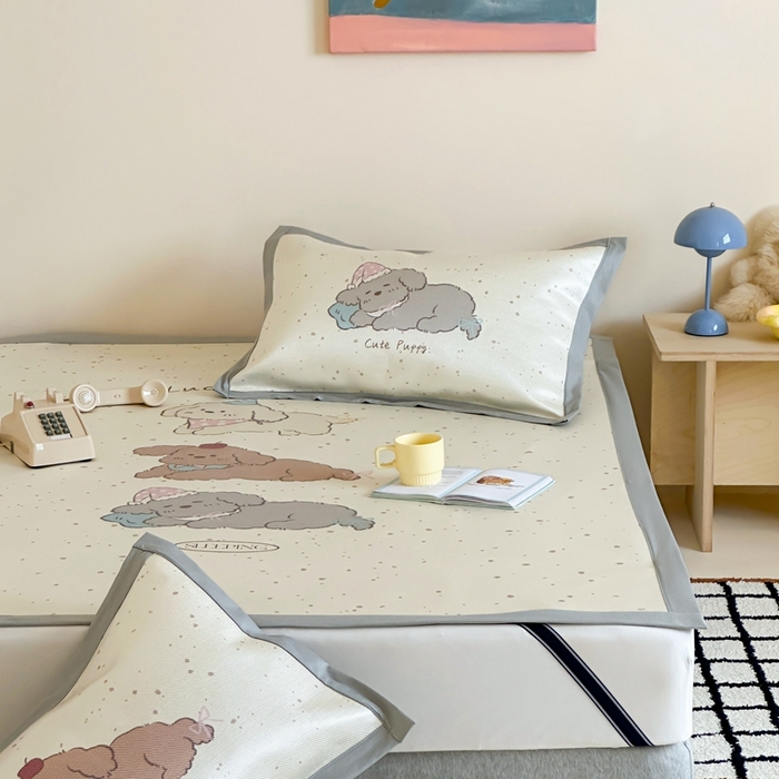 91家纺网 家纺一手货源 找家纺 觅糖家纺2025新款韩系数码卡通印花冰藤席 冰藤席-瞌睡狗