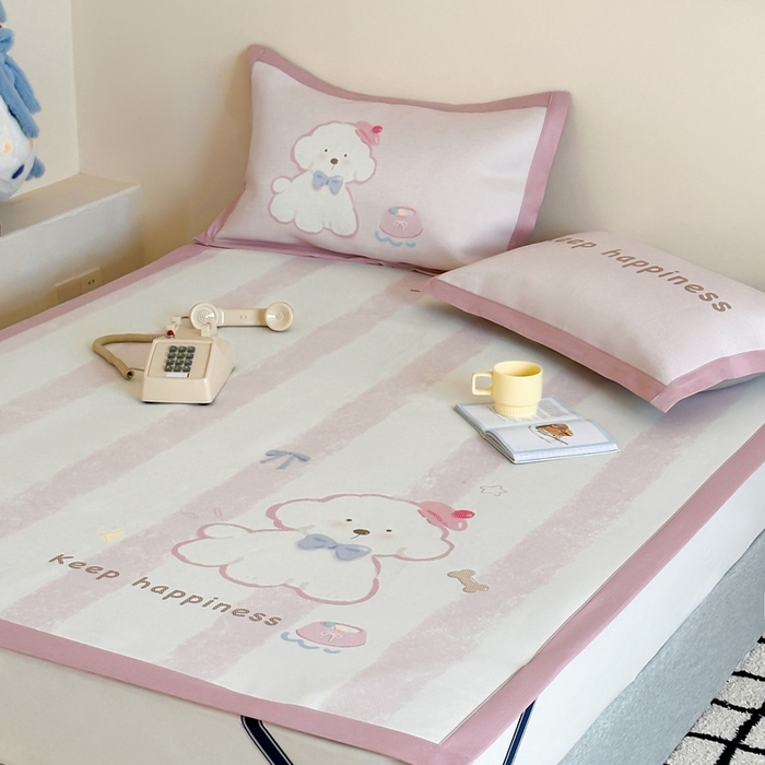 91家纺网 家纺一手货源 找家纺 觅糖家纺2025新款韩系数码卡通印花冰藤席 冰藤席-云朵狗