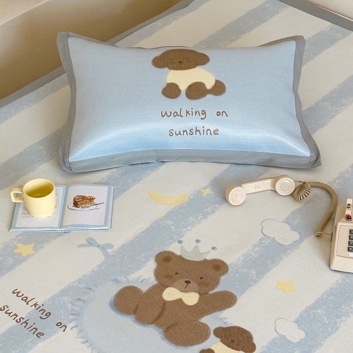 91家纺网 家纺一手货源 找家纺 觅糖家纺2025新款韩系数码卡通印花冰藤席 冰藤席-巧克力熊