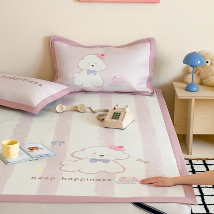 觅糖家纺2025新款韩系数码卡通印花冰藤席 冰藤席-云朵狗