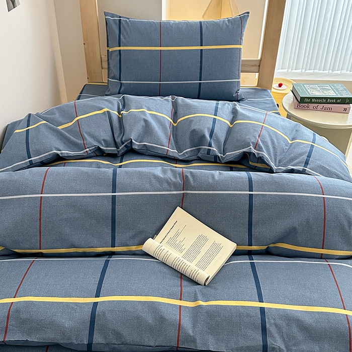 91家纺网 家纺一手货源 找家纺 天之爱2025新款全棉13372学生宿舍上下铺三件套多件套 经典蓝