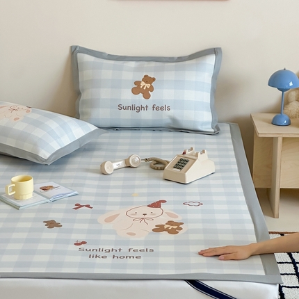 觅糖家纺2025新款韩系数码卡通印花冰藤席 冰藤席-礼帽兔