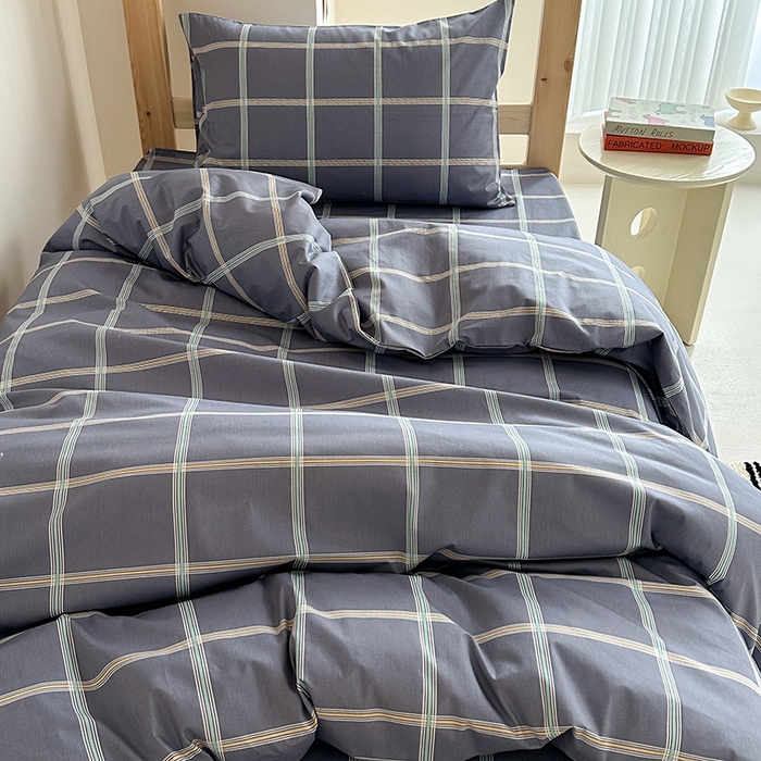 91家纺网 家纺一手货源 找家纺 天之爱2025新款全棉13372学生宿舍上下铺三件套多件套 素雅灰