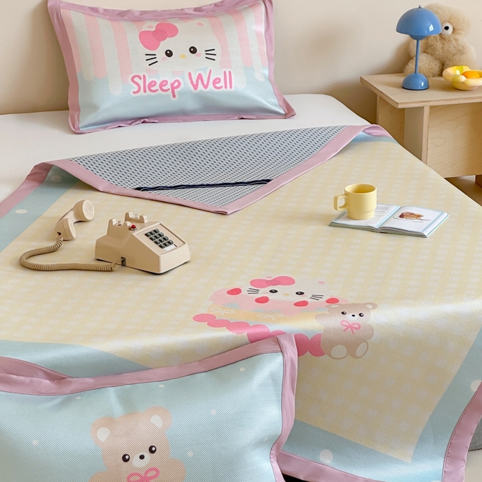 91家纺网 家纺一手货源 找家纺 觅糖家纺2025新款韩系数码卡通印花冰藤席 冰藤席-生日派对