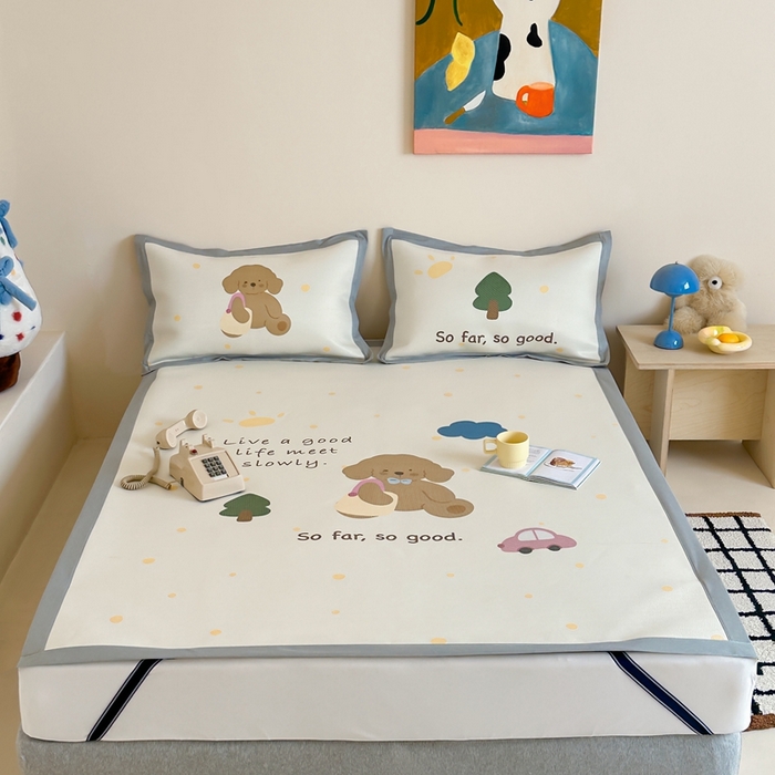 91家纺网 家纺一手货源 找家纺 觅糖家纺2025新款韩系数码卡通印花冰藤席 冰藤席-晴天狗