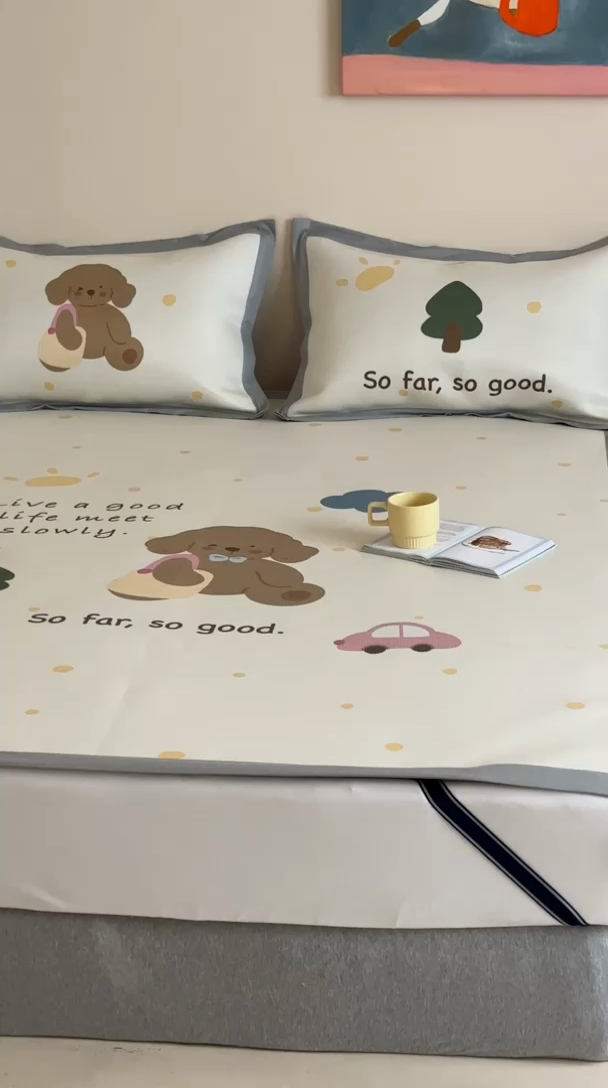 91家纺网 家纺一手货源 找家纺 觅糖家纺2025新款韩系数码卡通印花冰藤席 冰藤席-晴天狗