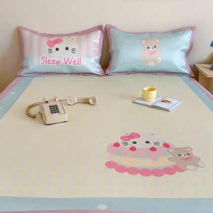 91家纺网 家纺一手货源 找家纺 觅糖家纺2025新款韩系数码卡通印花冰藤席 冰藤席-生日派对