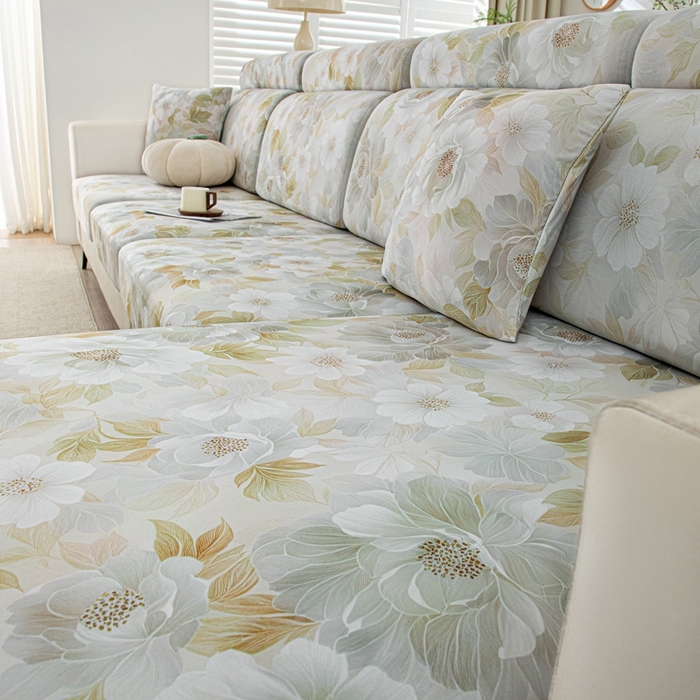 91家纺网 家纺一手货源 找家纺 沐沐2026新款冰丝印花沙发笠 花野